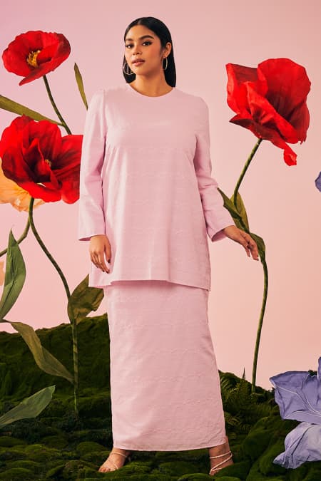 COTTON Tulip Blouse & Skirt - Light Orchid