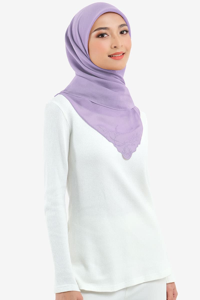 Dayana Square Voile Headscarf - Dusty Lavender - Image 2