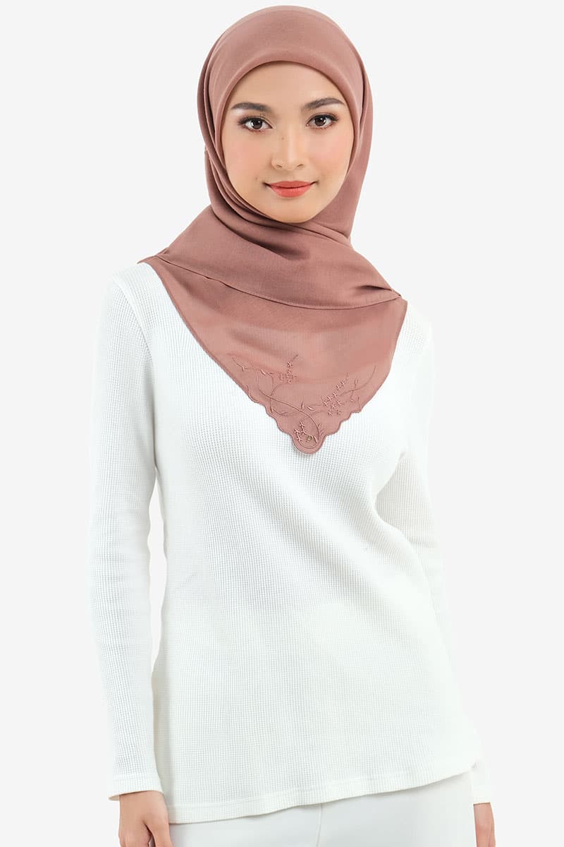 Dayana Square Voile Headscarf - Cedarwood - Image 1