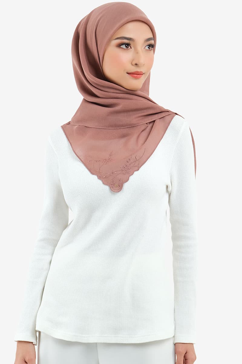 Dayana Square Voile Headscarf - Cedarwood - Image 2