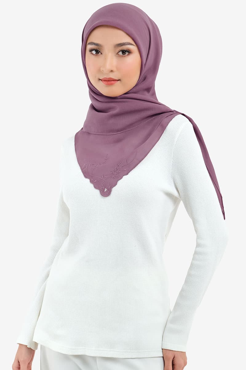 Dayana Square Voile Headscarf - Elder Berry - Image 1