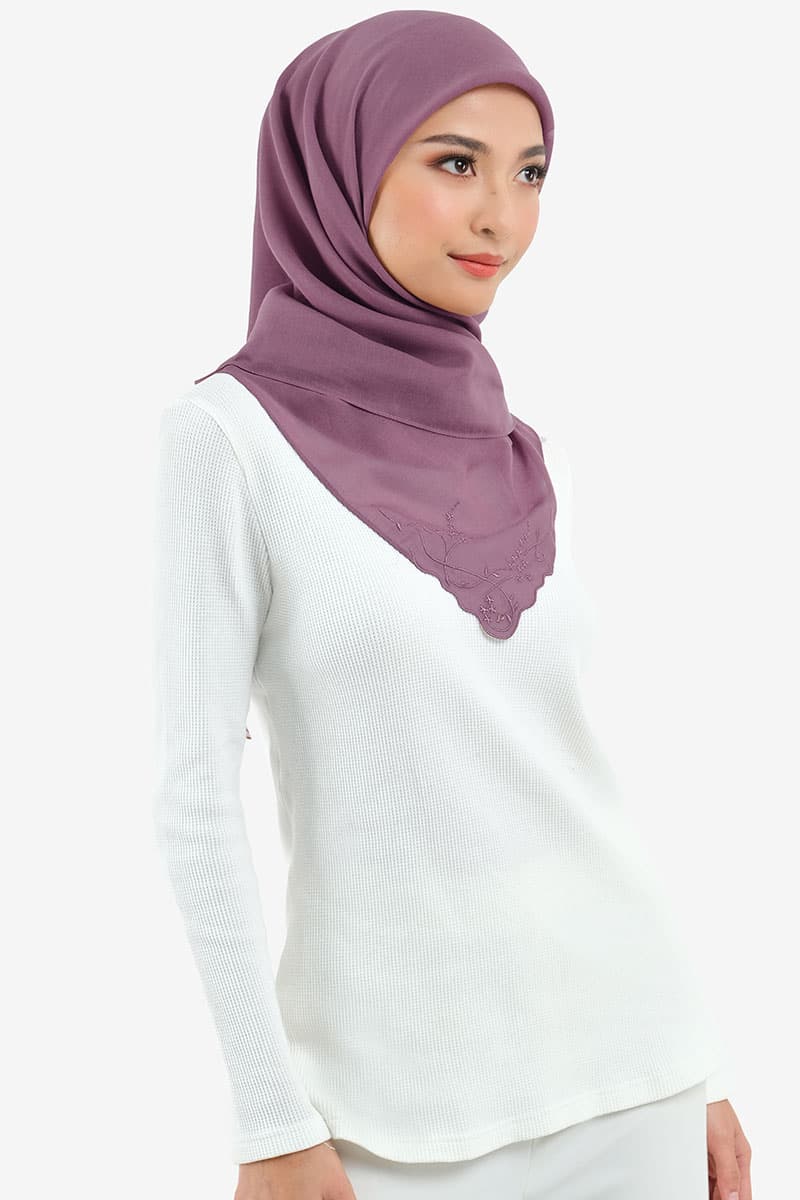 Dayana Square Voile Headscarf - Elder Berry - Image 2