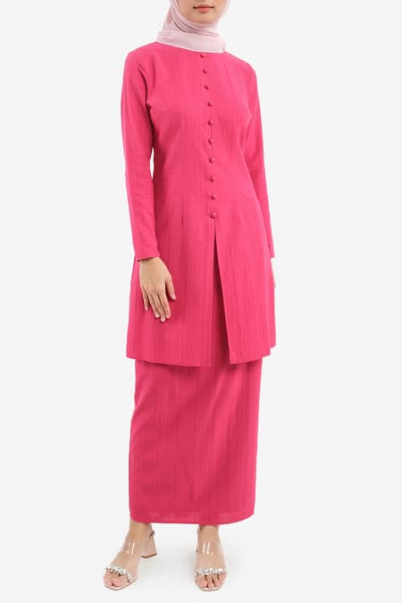 COTTON Teratai Blouse & Skirt - Dark Fuchsia