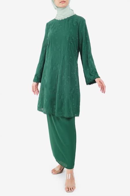 Ametrin Blouse & Skirt - Royal Green