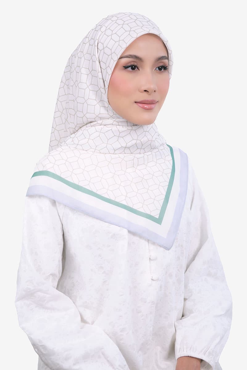 Wailani Bawal Headscarf - Warm Grey/Green - Image 2
