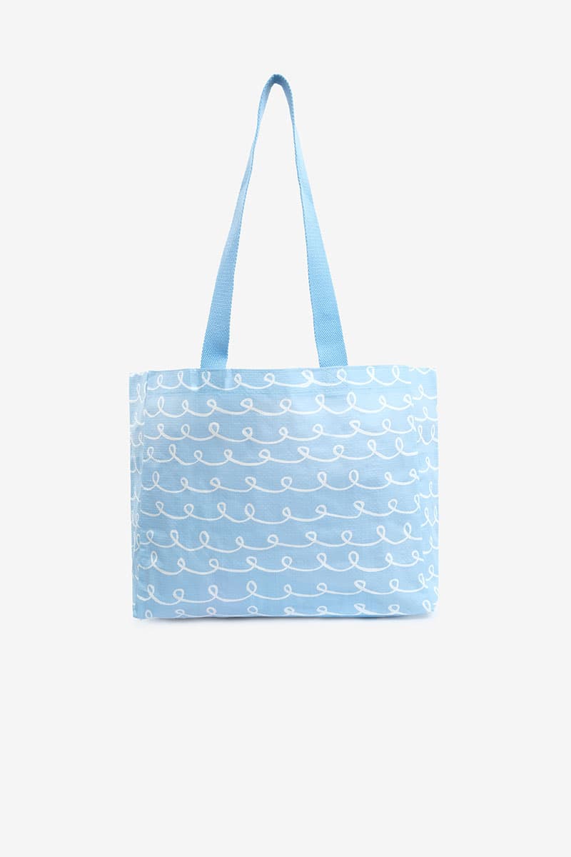 Roomy Small Tote - Blue Squiggle - Image 1