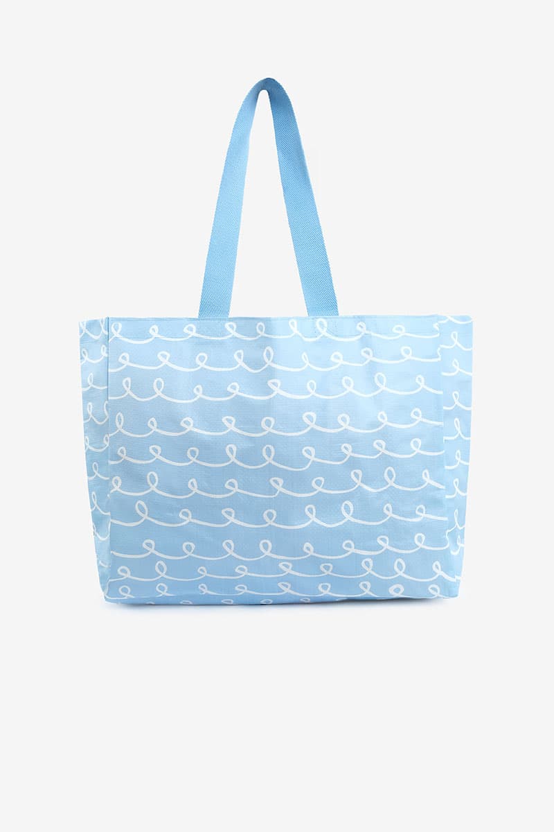 Roomy Big Tote - Blue Squiggle - Image 1