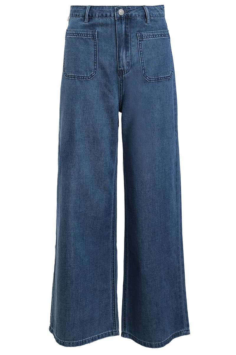 COTTON Naveya Wide Legged Pants - Denim Wash - Image 2