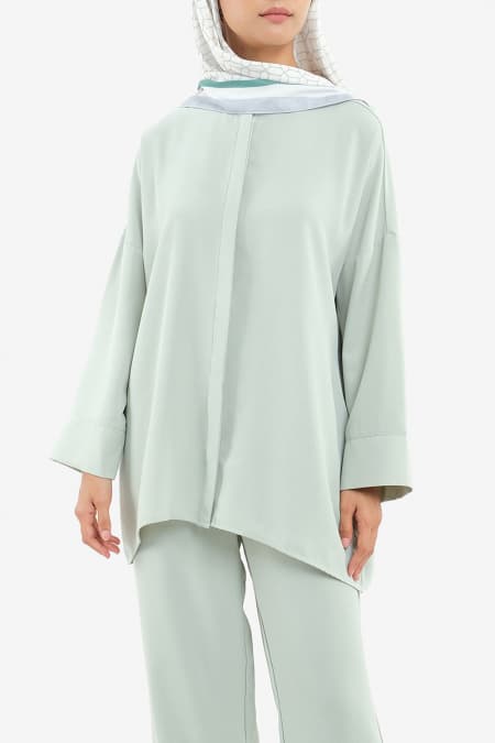 Randeen Front Button Blouse - Seafoam