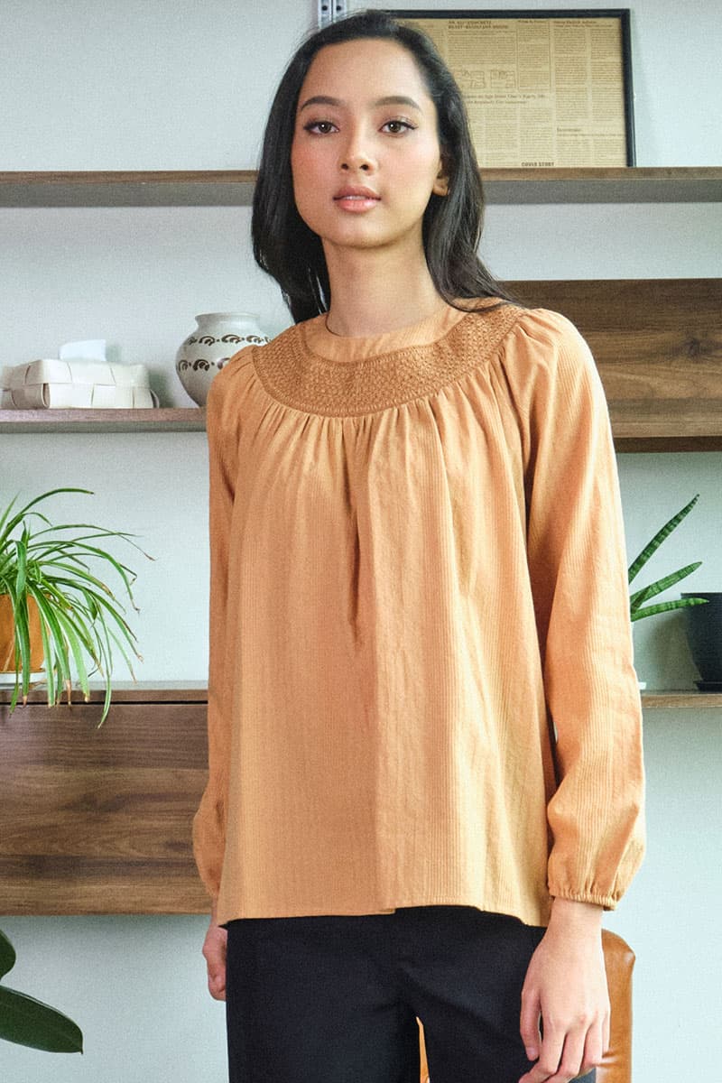 Kardyn Flared Blouse - Taffy Brown - Image 1