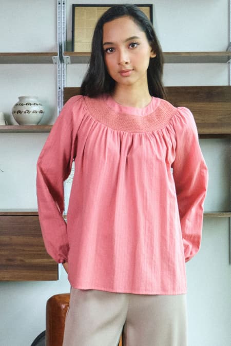 Kardyn Flared Blouse - Burnt Coral