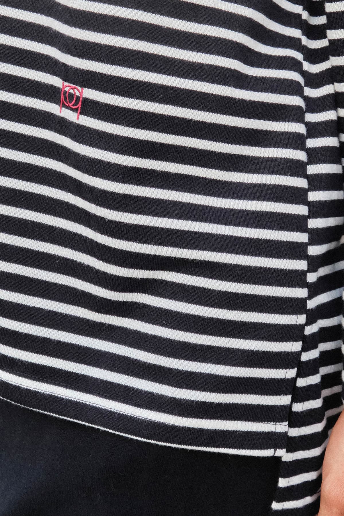 Darian Drop Shoulder Polo Top - Black/White Lines - Image 5