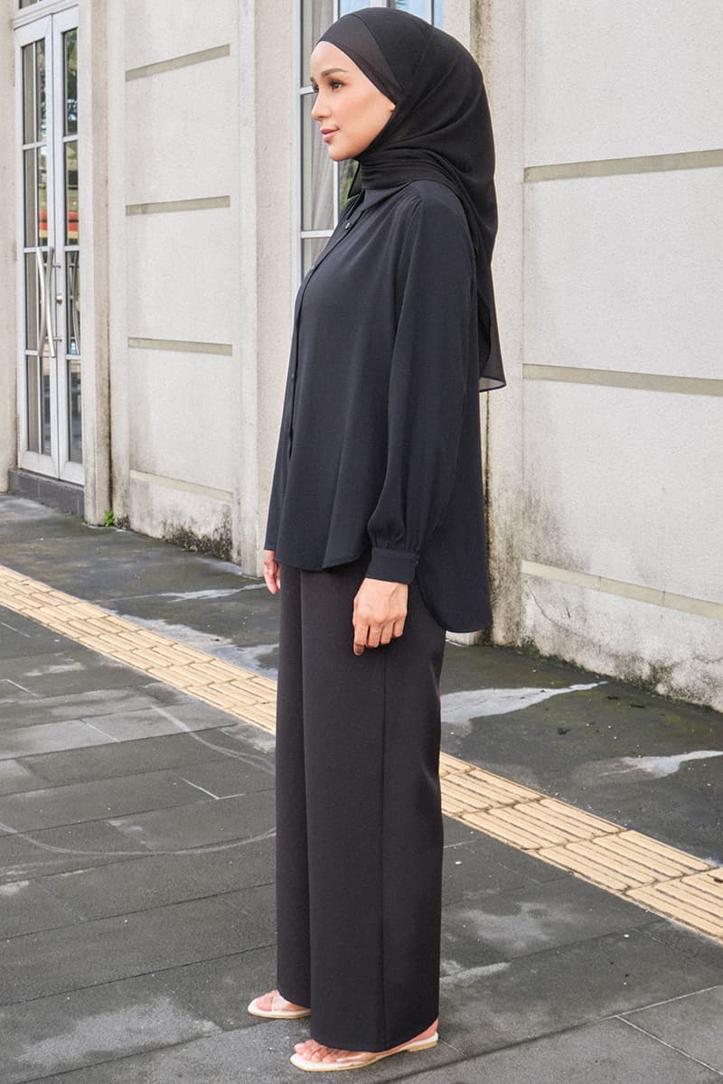 Giulianna Front Button Shirt - Black - Image 3