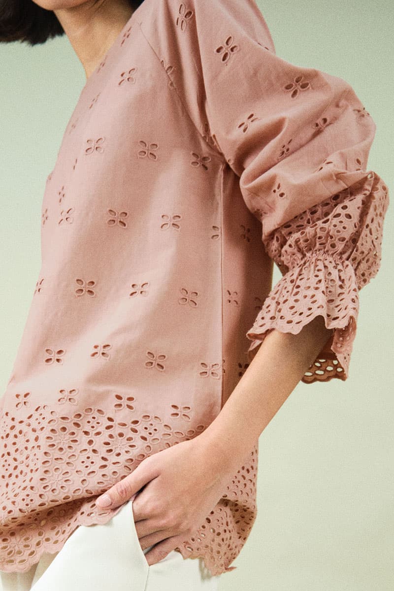Chevelle Smock Sleeve Blouse - Dusty Pink - Image 1