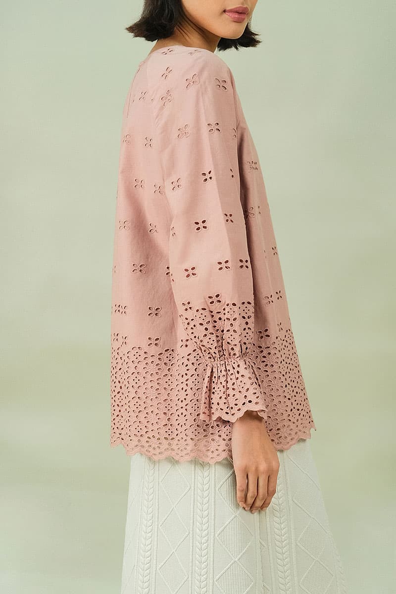 Chevelle Smock Sleeve Blouse - Dusty Pink - Image 4