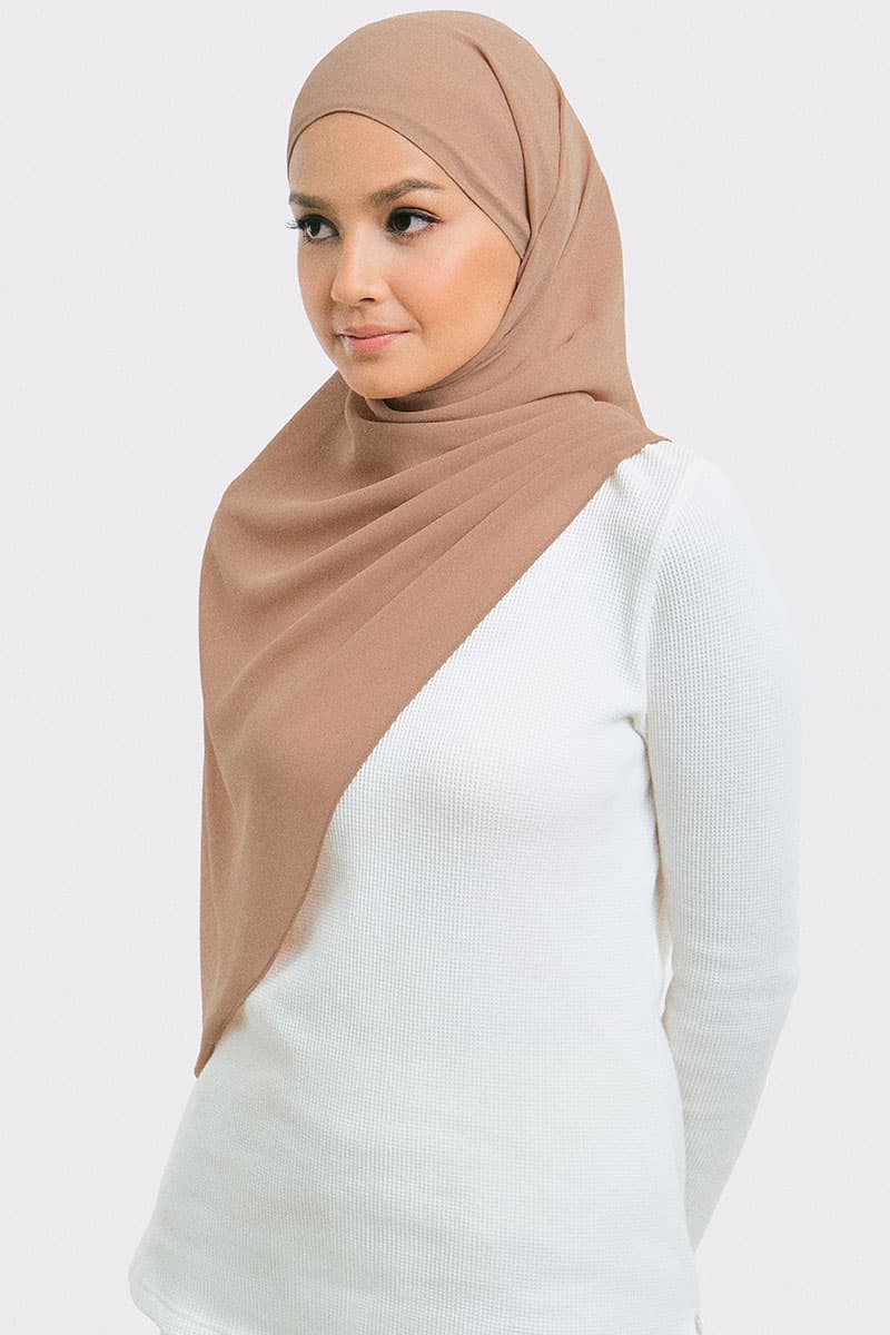 Aida Chiffon Tudung Headscarf - Milk Coffee - Image 1