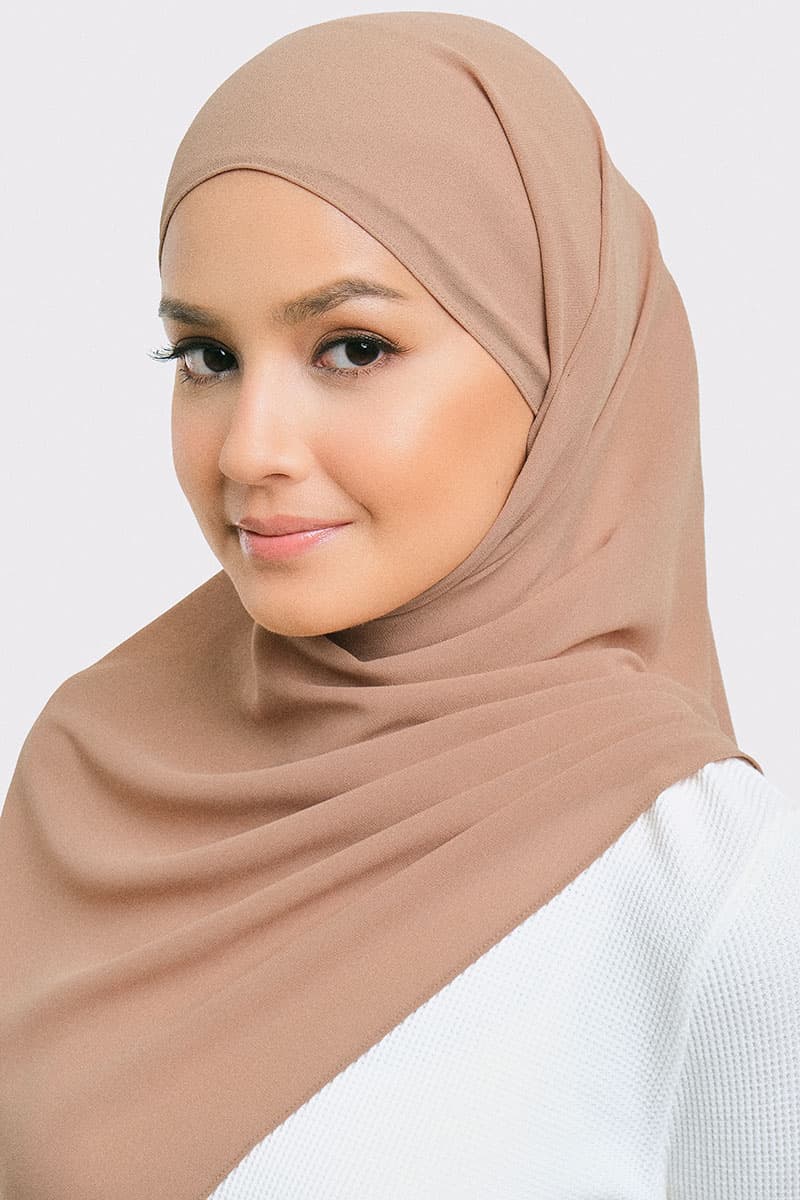 Aida Chiffon Tudung Headscarf - Milk Coffee - Image 2