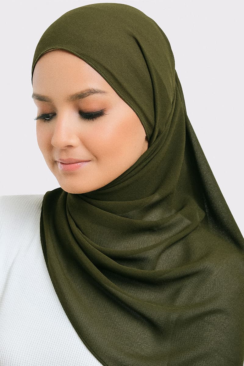 Aida Chiffon Tudung Headscarf - Sage Green - Image 2