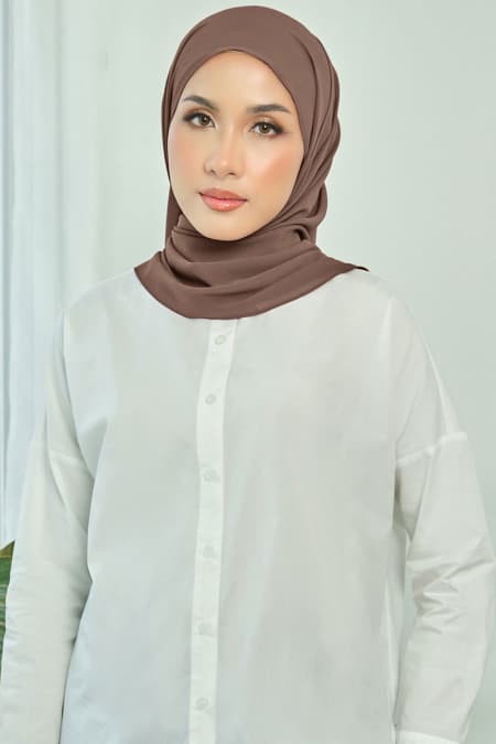 Aida Chiffon Tudung Headscarf - Deep Taupe