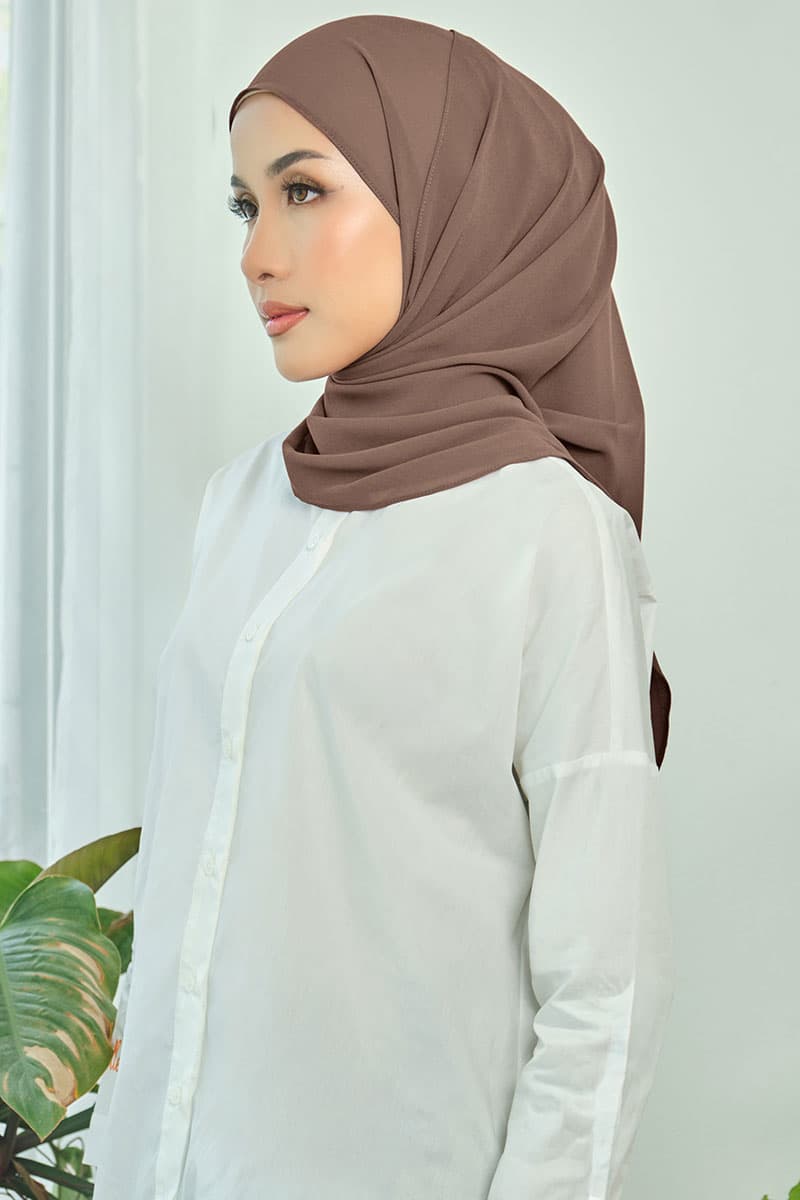 Aida Chiffon Tudung Headscarf - Deep Taupe - Image 2