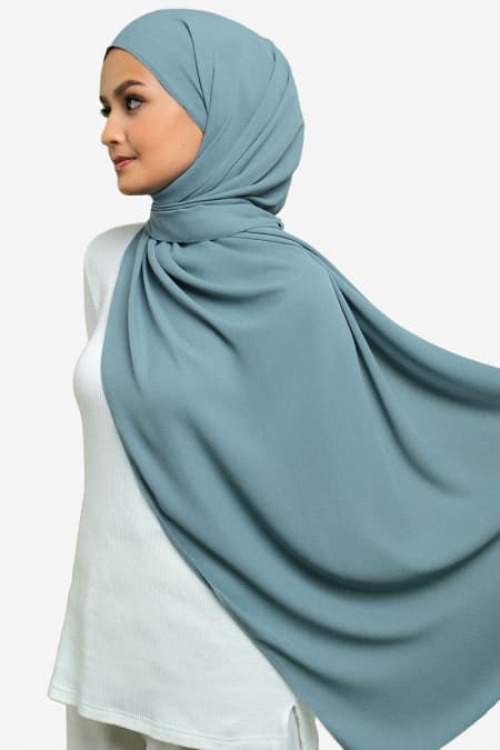 Janie Eyelash Headscarf - Mineral Blue