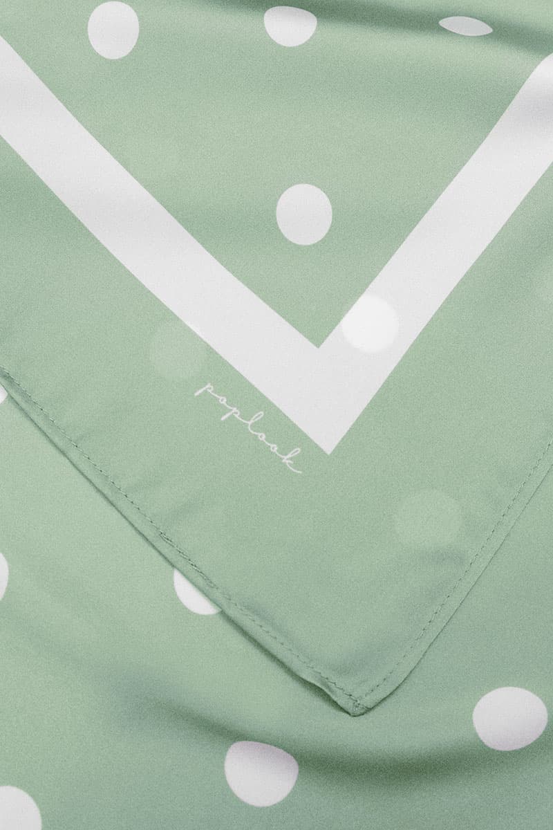 Andie Satin Printed Square Headscarf - Seafoam/White Dots - Image 3