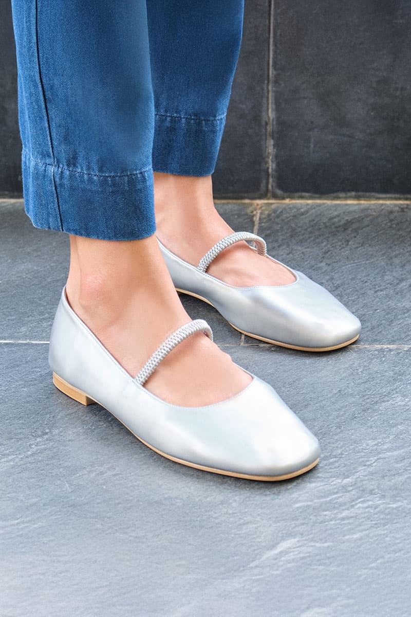 Katiya Round-Toe Ballet Flat - Silver - Image 2