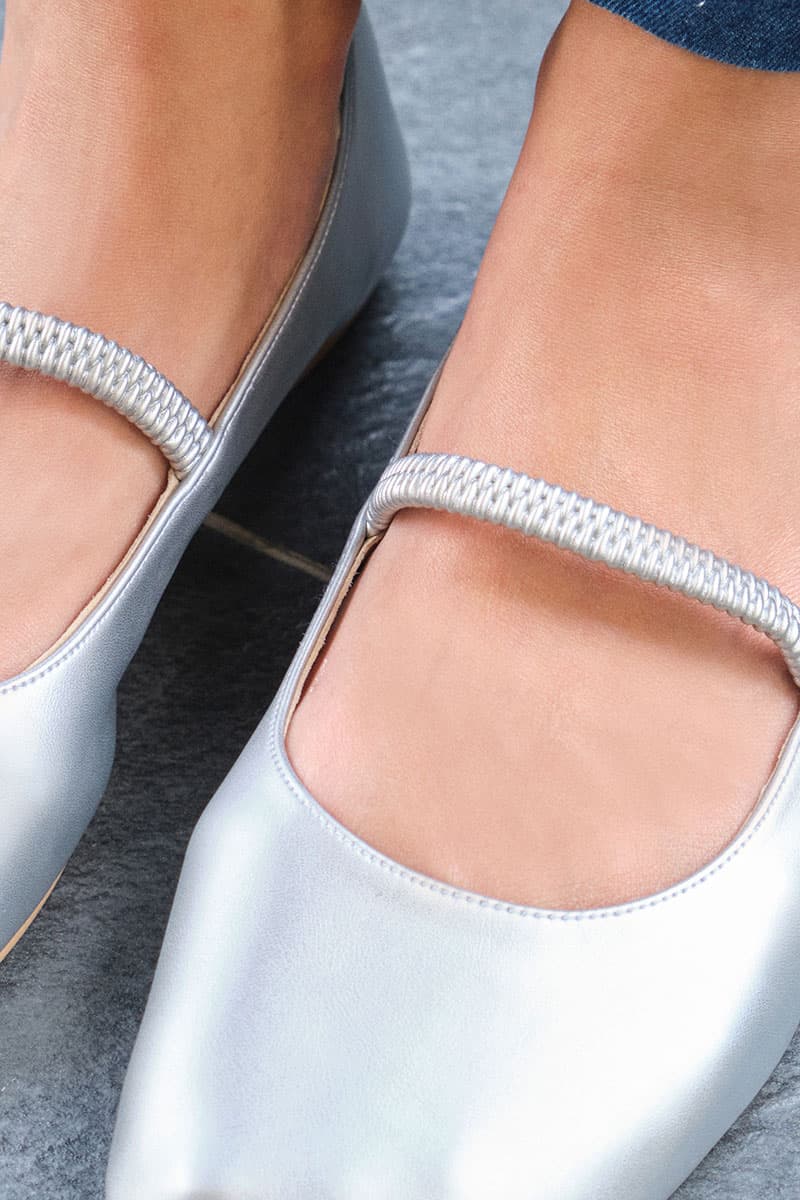 Katiya Round-Toe Ballet Flat - Silver - Image 7