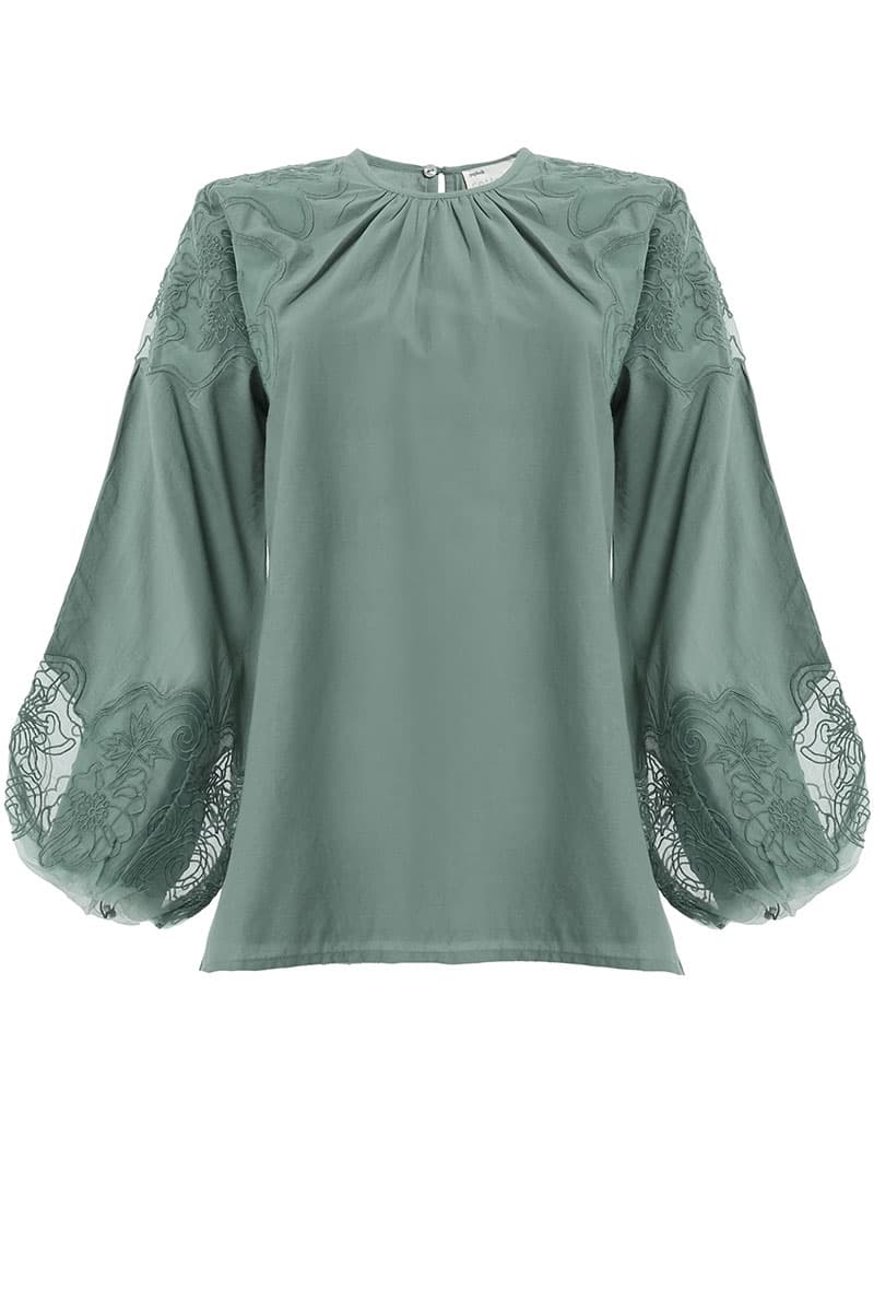 Anshika Lace Blouse - Moss Green - Image 2