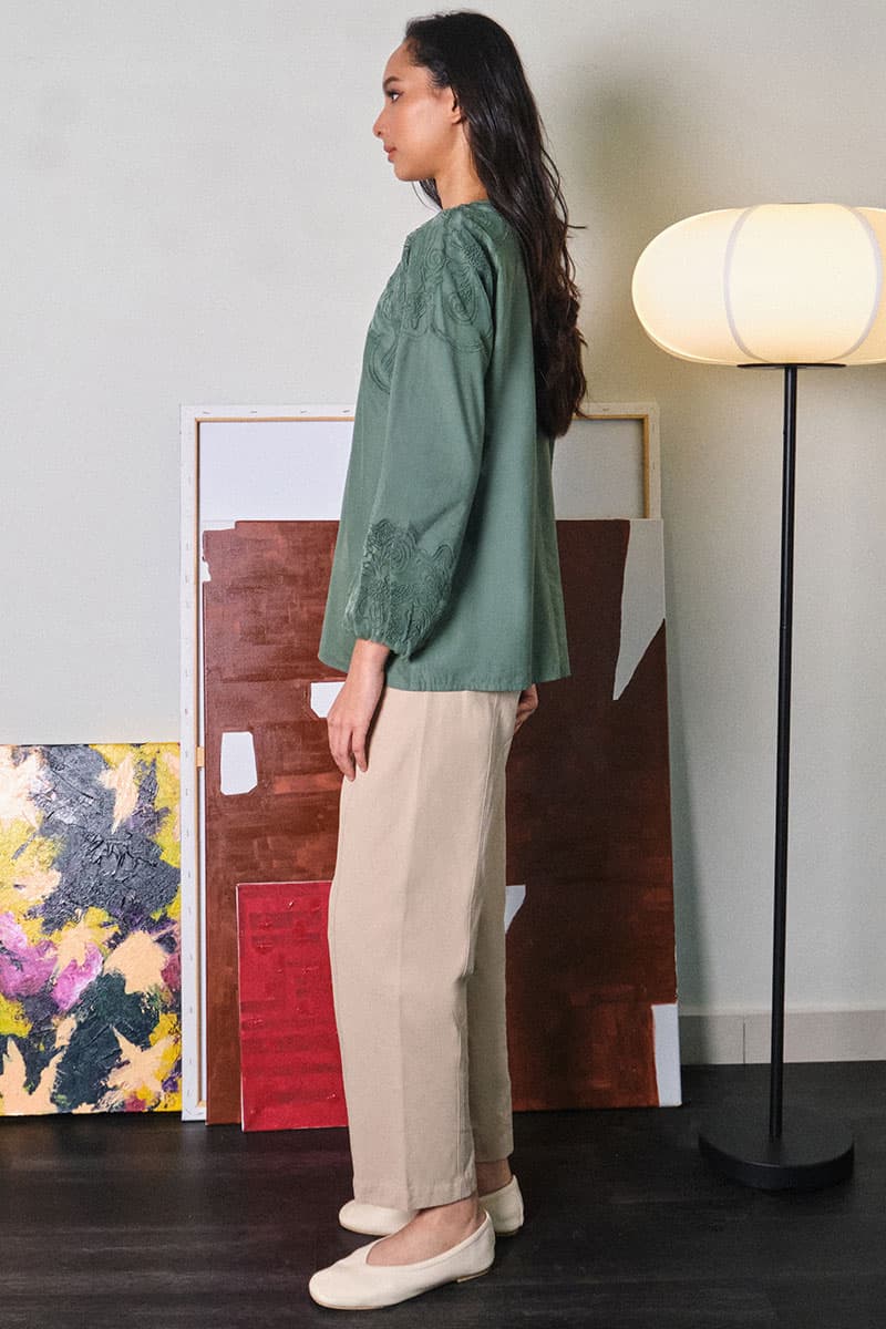 Anshika Lace Blouse - Moss Green - Image 3