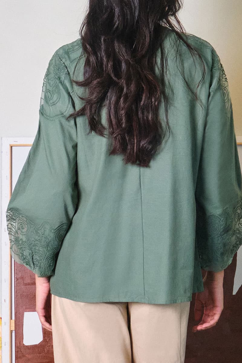 Anshika Lace Blouse - Moss Green - Image 4