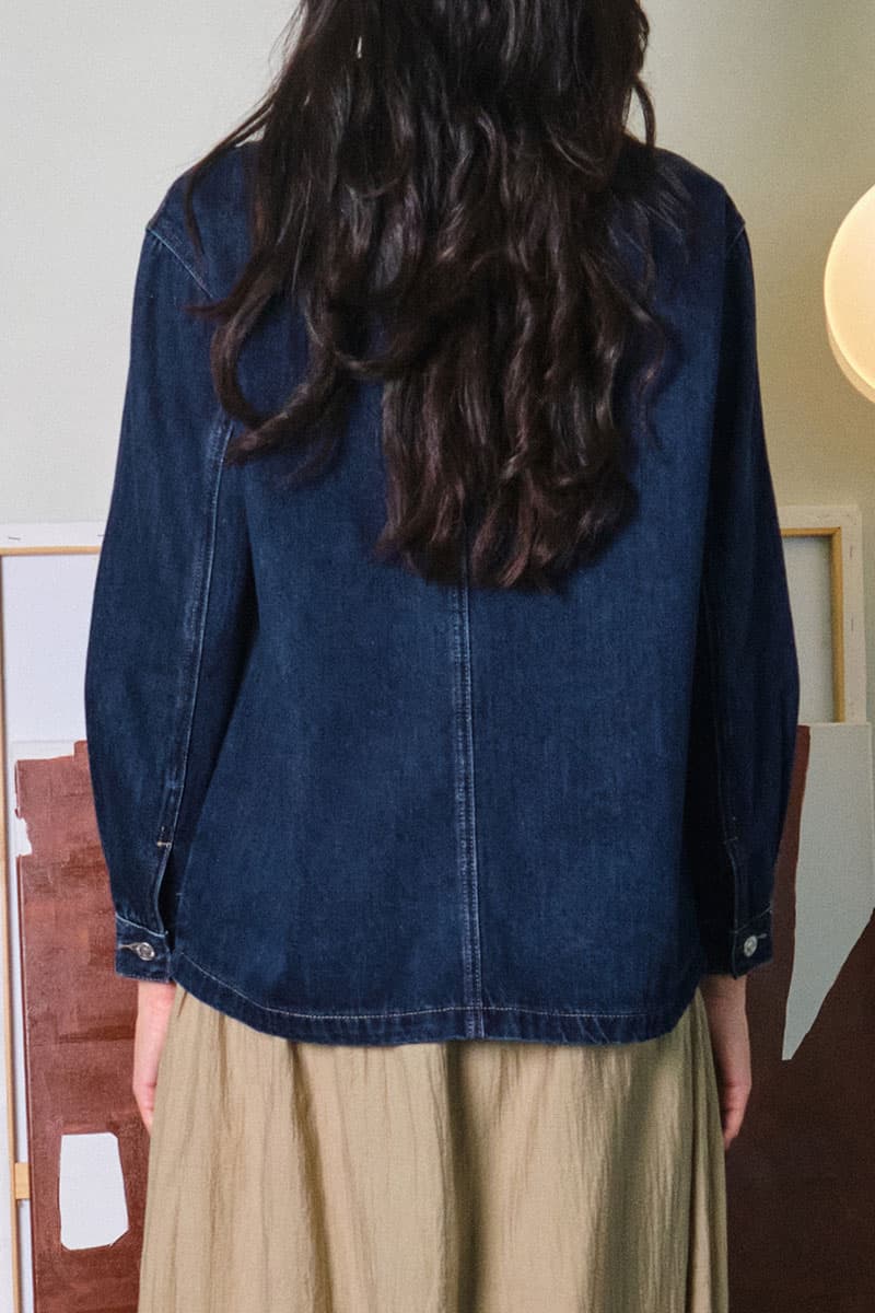COTTON Brooklynn Denim Jacket - Dark Wash - Image 4