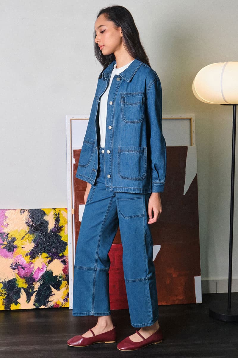 COTTON Brooklynn Denim Jacket - Medium Wash - Image 3