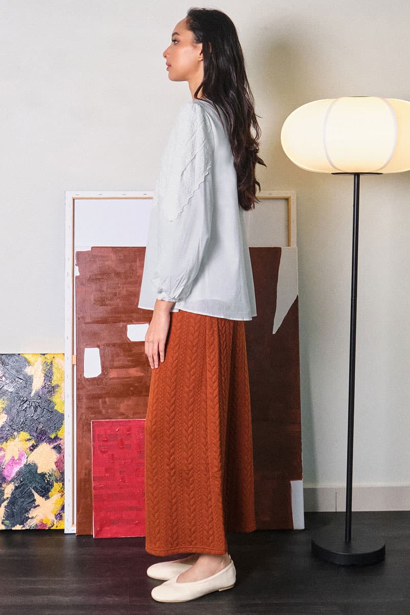 Divina Puff Shoulder Blouse - White - Image 3