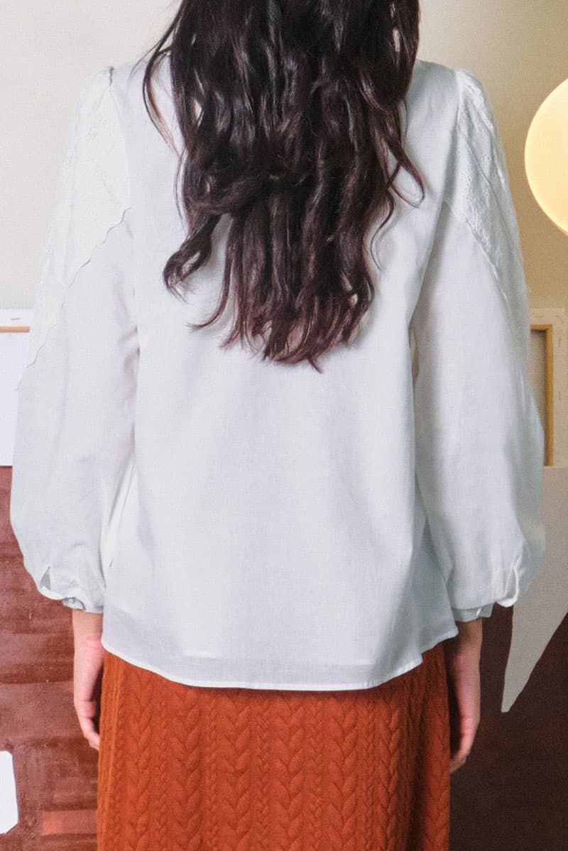 Divina Puff Shoulder Blouse - White - Image 4