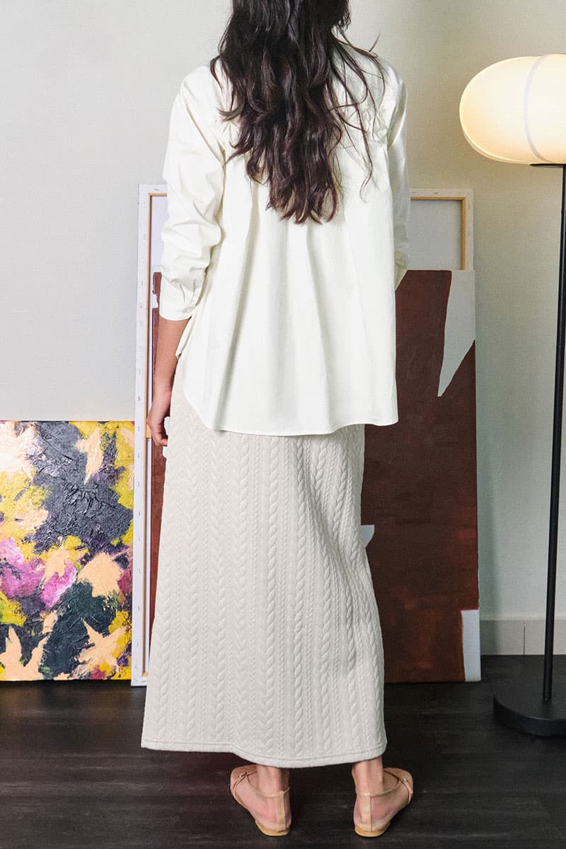 Keiry Pencil Skirt - Oatmilk Cable - Image 4