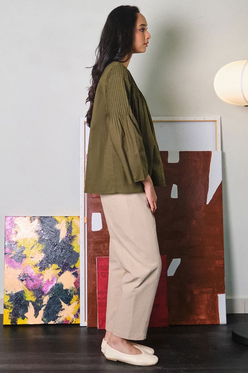 Nivedita Henley Blouse - Seaweed - Image 3