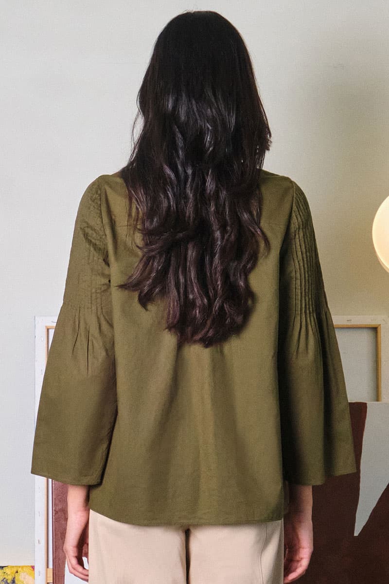 Nivedita Henley Blouse - Seaweed - Image 4