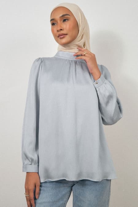 Creelynn Flared Blouse 2.0 - Powder Blue