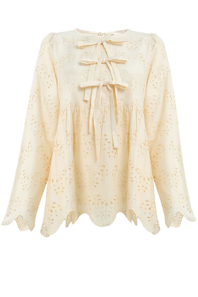 Sevilla Gathered Waist Blouse - Barley - Image 2