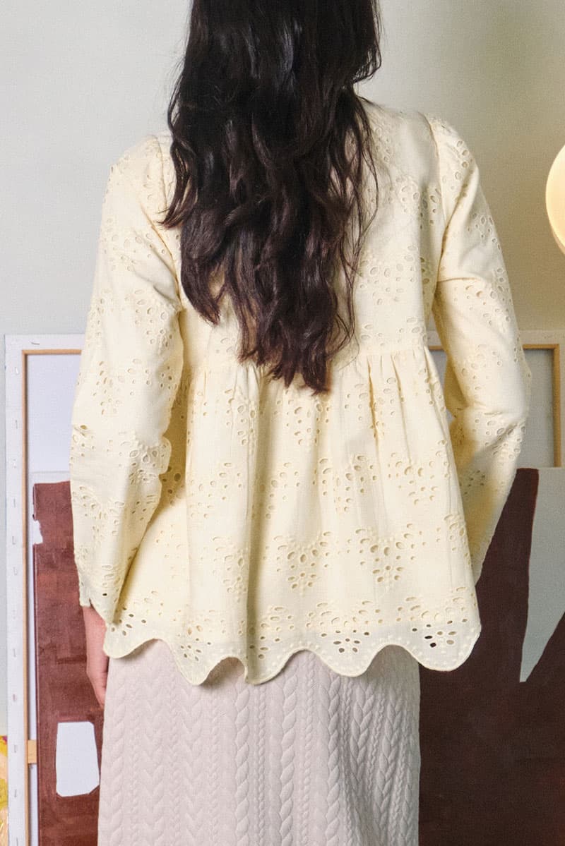 Sevilla Gathered Waist Blouse - Barley - Image 4