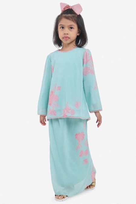 KIDS Manggis Set - Mint/Pink Floral