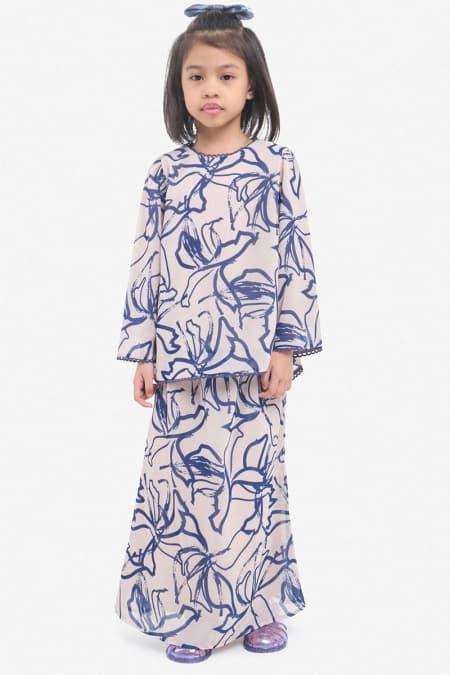 KIDS Manggis Set - Beige/Navy Abstract