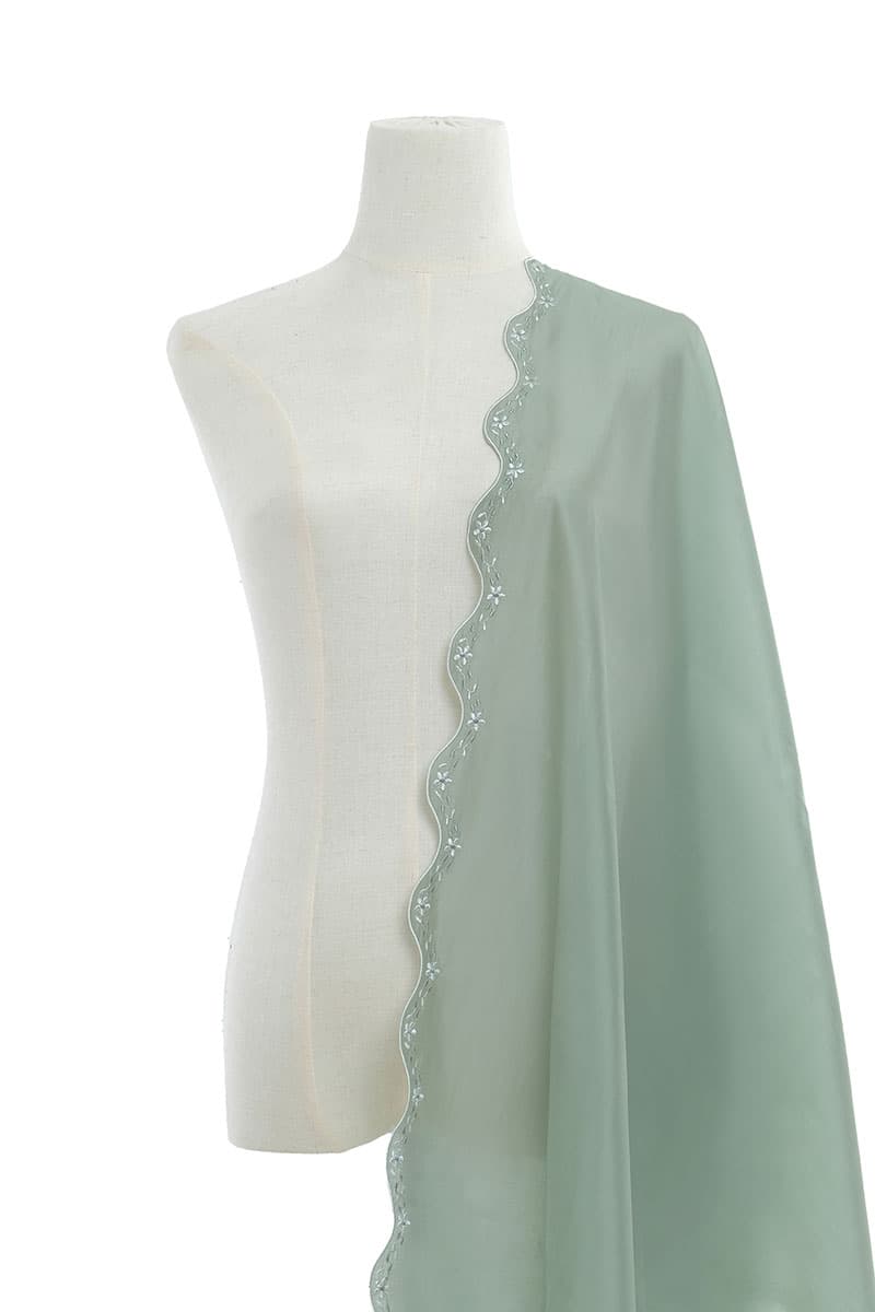 Rozita Embroidered Selendang - Deep Seafoam - Image 1