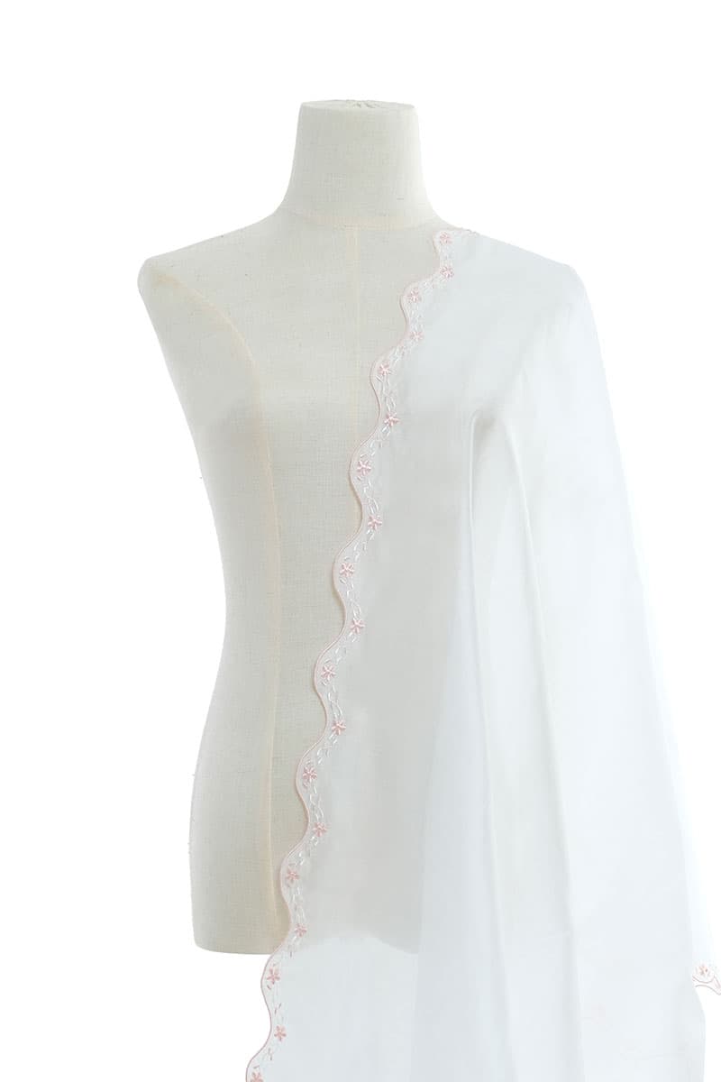 Rozita Embroidered Selendang - White - Image 1