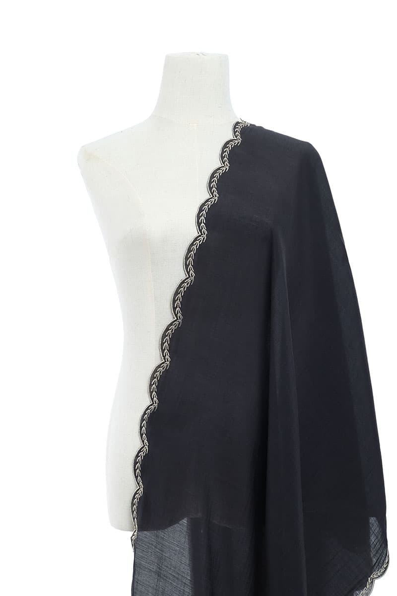 Permai Scallop Selendang - Black - Image 1