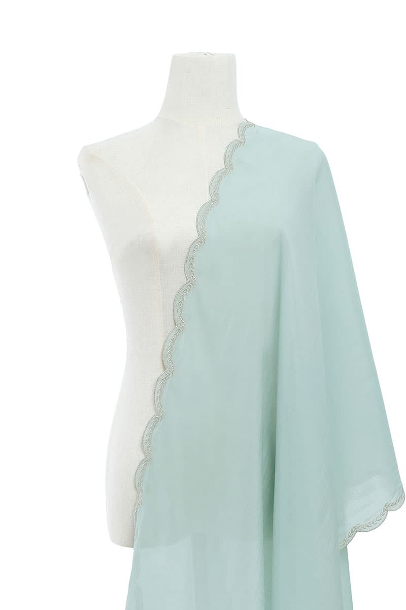 Permai Scallop Selendang - Pale Pistachio - Image 1