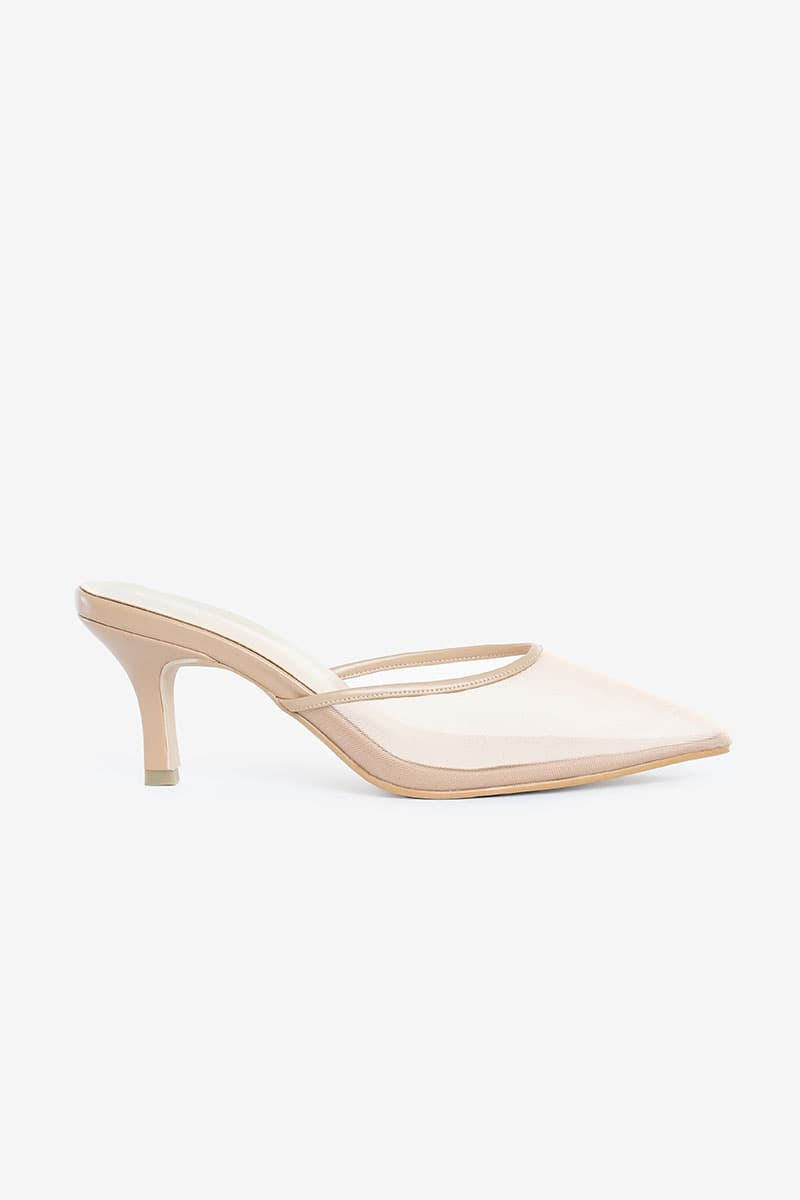 Maheen Mesh Mule Heels - Nude/Nude - Image 2
