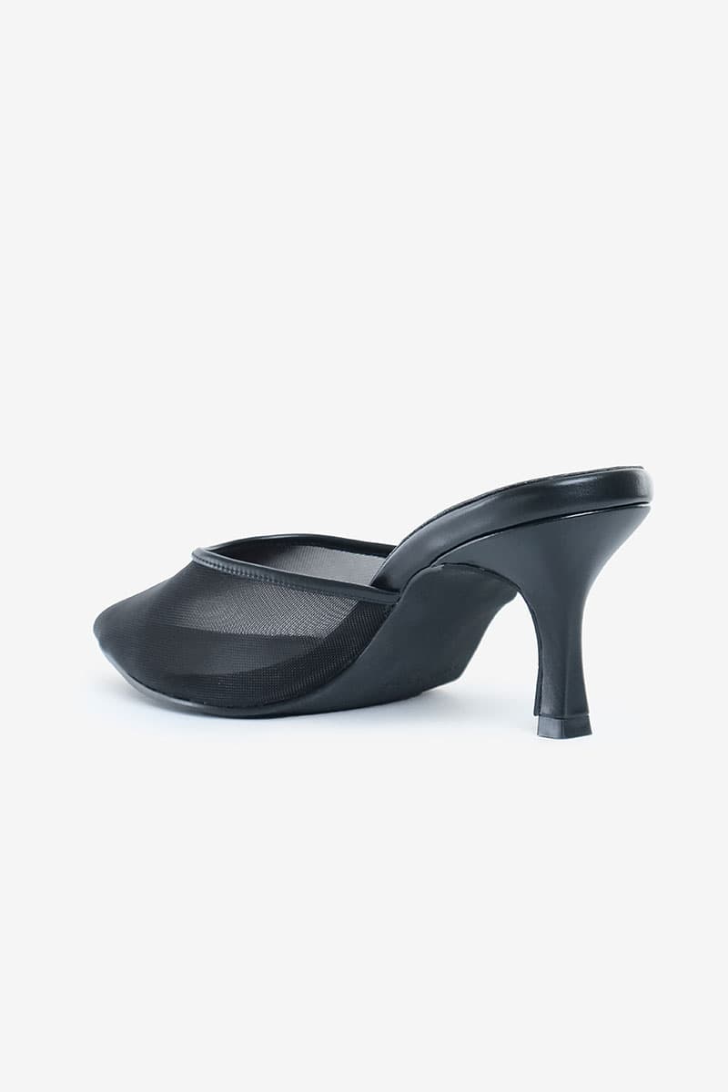 Maheen Mesh Mule Heels - Black/Black - Image 5
