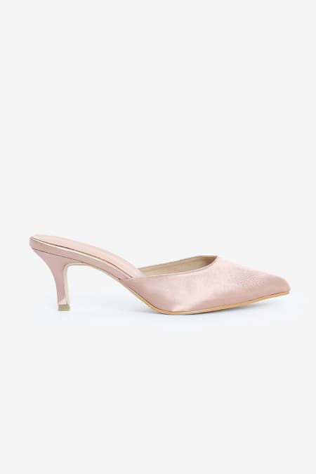 Maheen Satin Mule Heels - Nude Pink